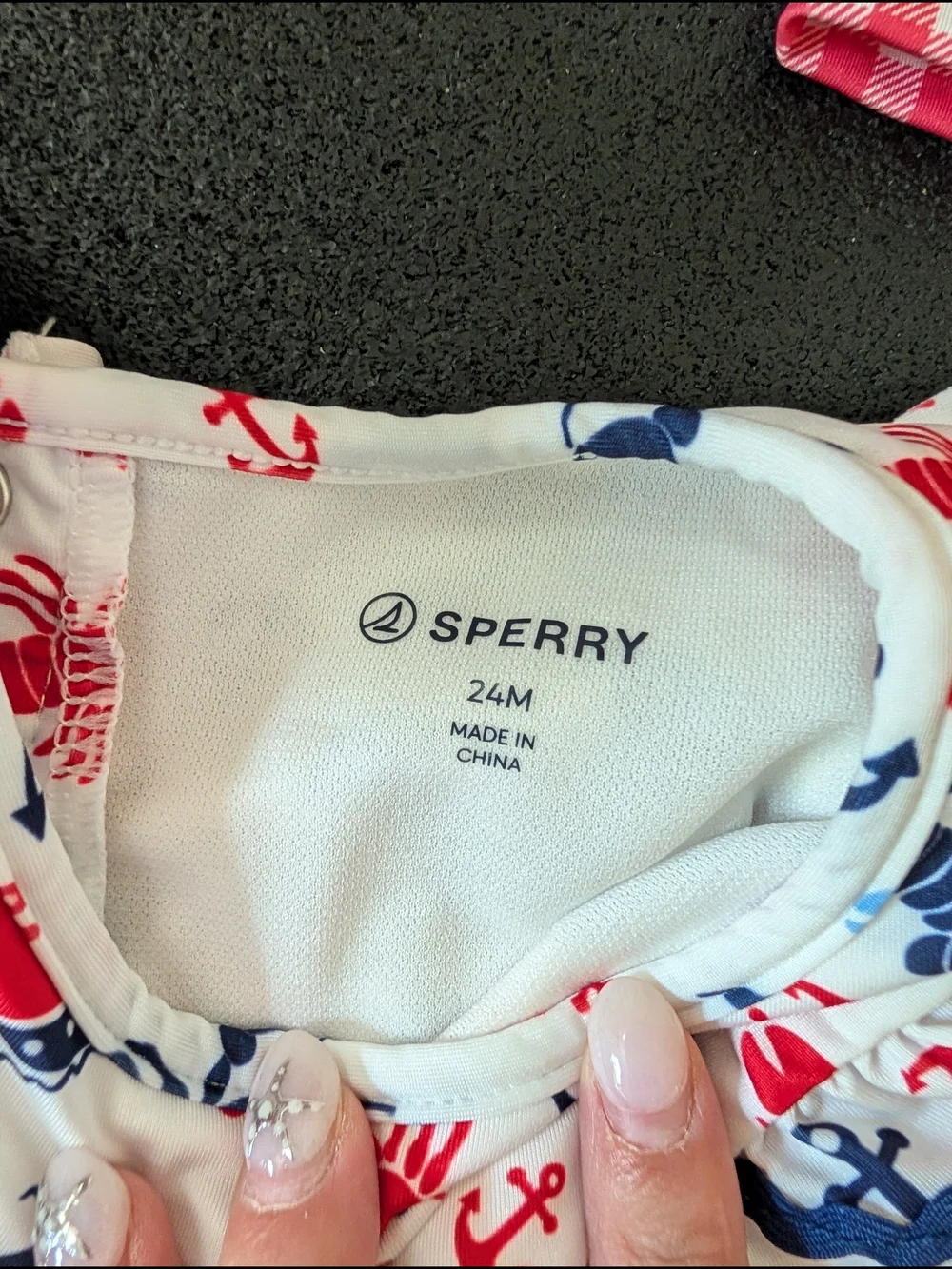 Sperry Kids Long-Sleeve Swimsuits in Red Gingham & Nautical Print Size 24M/2T